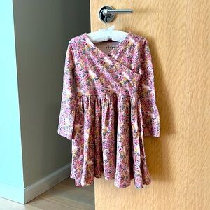 Mini Boden l/s pink/multi printed dress with full twirl skirt size 6-7…
